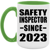 Safety Inspector Since 2023 - 15oz Accent Mug Green