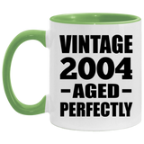20th Birthday Vintage 2004 Aged Perfectly - 11oz Accent Mug Green