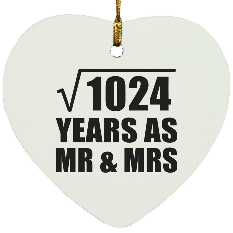 32nd Anniversary Square Root of 1024 Years As Mr & Mrs - Heart Ornament