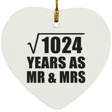 32nd Anniversary Square Root of 1024 Years As Mr & Mrs - Heart Ornament