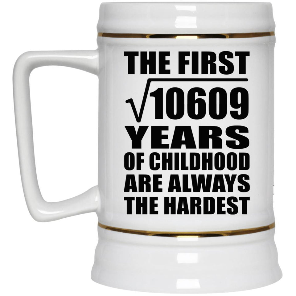 103rd Birthday Square Root of 10609 Years of Childhood - Beer Stein