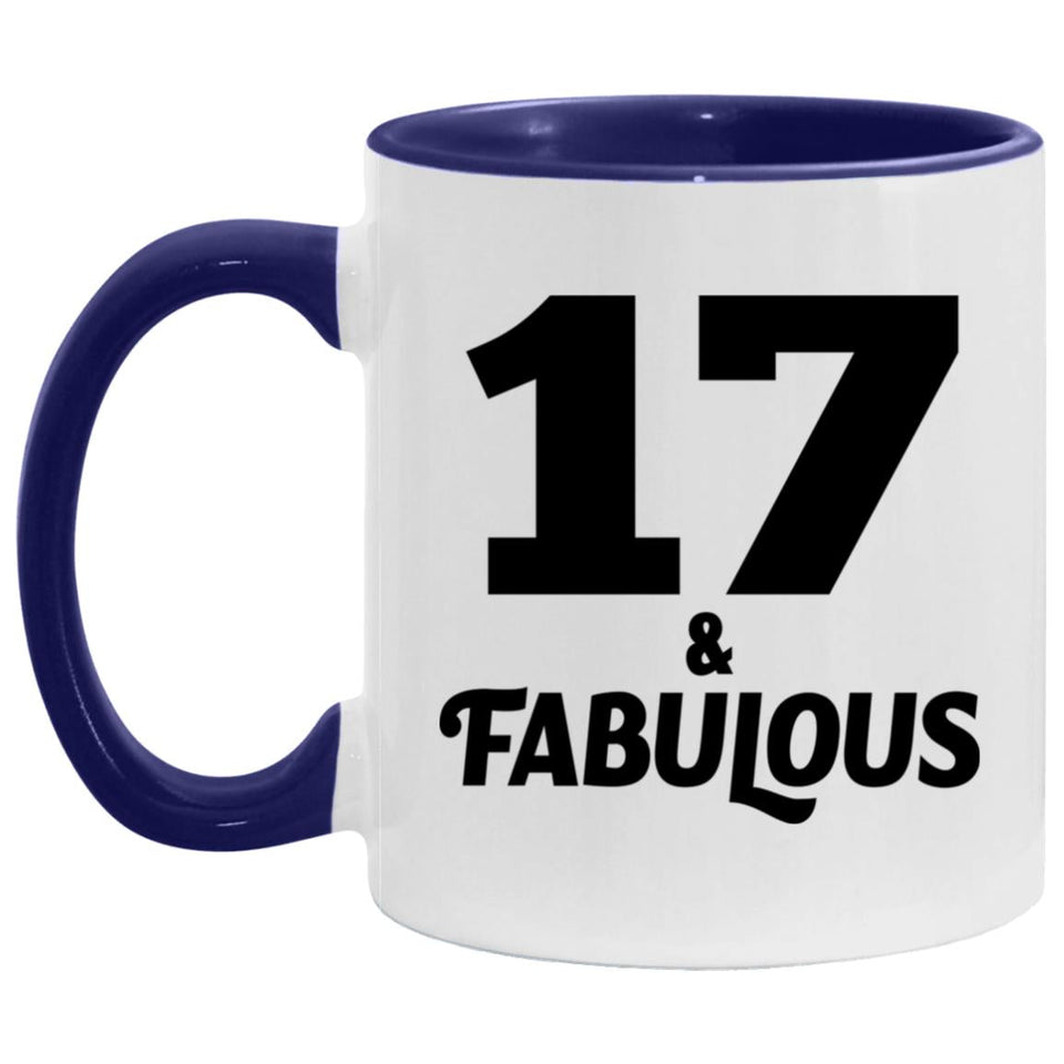 17th Birthday 17 & Fabulous - 11oz Accent Mug Purple