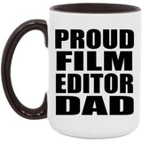 Proud Film Editor Dad - 15oz Accent Mug Black