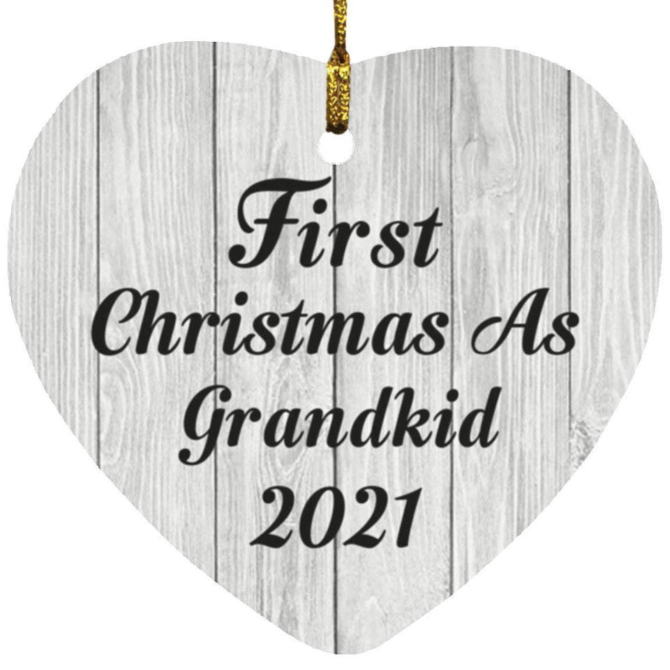 First Christmas As Grandkid 2021 - Heart Ornament F