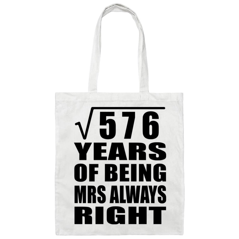 24th Anniversary Square Root of 576 Years Mrs Always Right - Tote Bag White