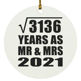 56th Anniversary Square Root of 3136 Years As Mr & Mrs 2021 - Circle Ornament
