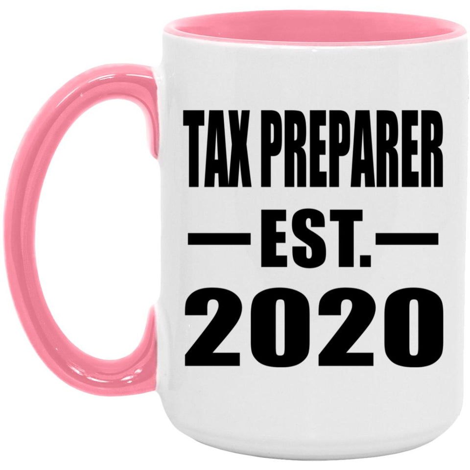 Tax Preparer Established EST. 2020 - 15oz Accent Mug Pink