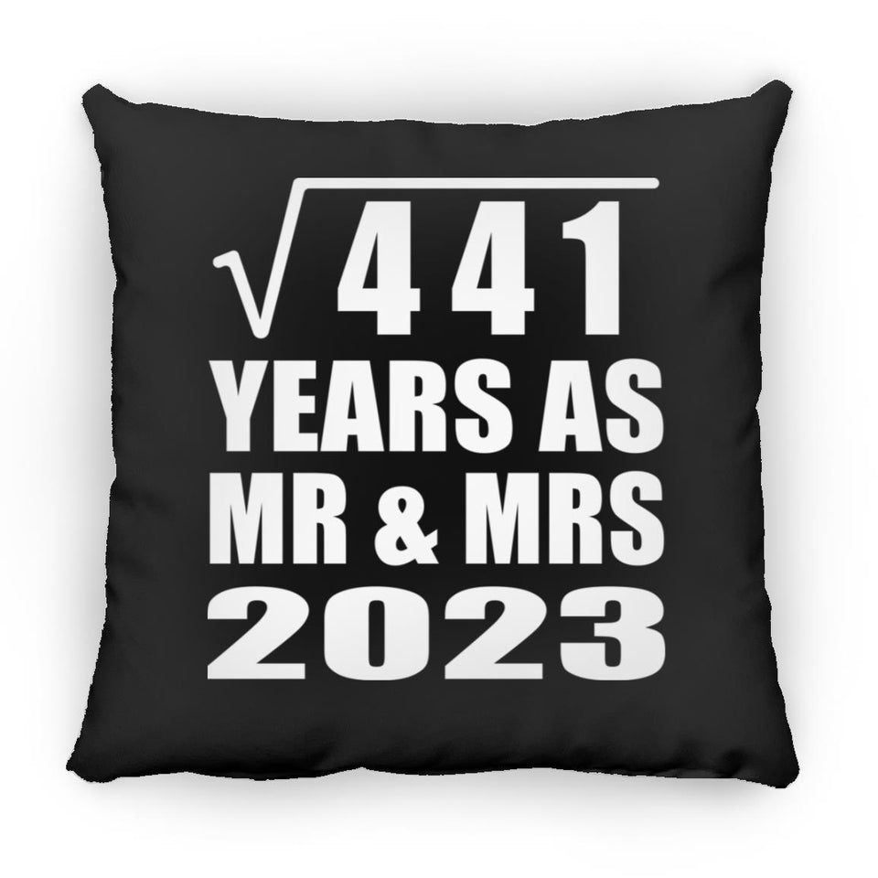 21st Anniversary Square Root of 441 Years As Mr & Mrs 2023 - Throw Pillow Black