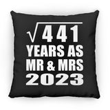 21st Anniversary Square Root of 441 Years As Mr & Mrs 2023 - Throw Pillow Black