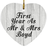 First Year As Mr & Mrs Boyd - Heart Ornament F