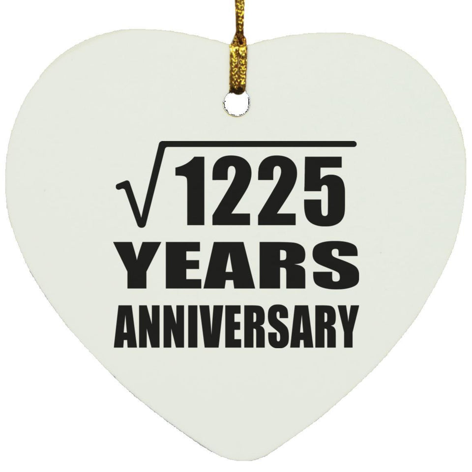 35th Anniversary Square Root of 1225 Years Anniversary - Heart Ornament