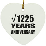 35th Anniversary Square Root of 1225 Years Anniversary - Heart Ornament