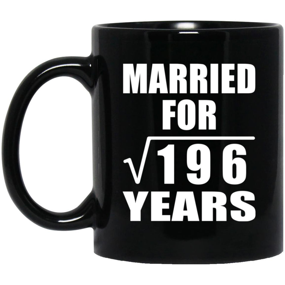 14th Anniversary Married For Square Root of 196 Years - 11oz Coffee Mug Black