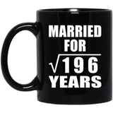 14th Anniversary Married For Square Root of 196 Years - 11oz Coffee Mug Black