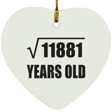 109th Birthday Square Root of 11881 Years Old - Heart Ornament