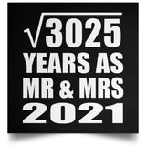 55th Anniversary Square Root of 3025 Years As Mr & Mrs 2021 - Poster Square