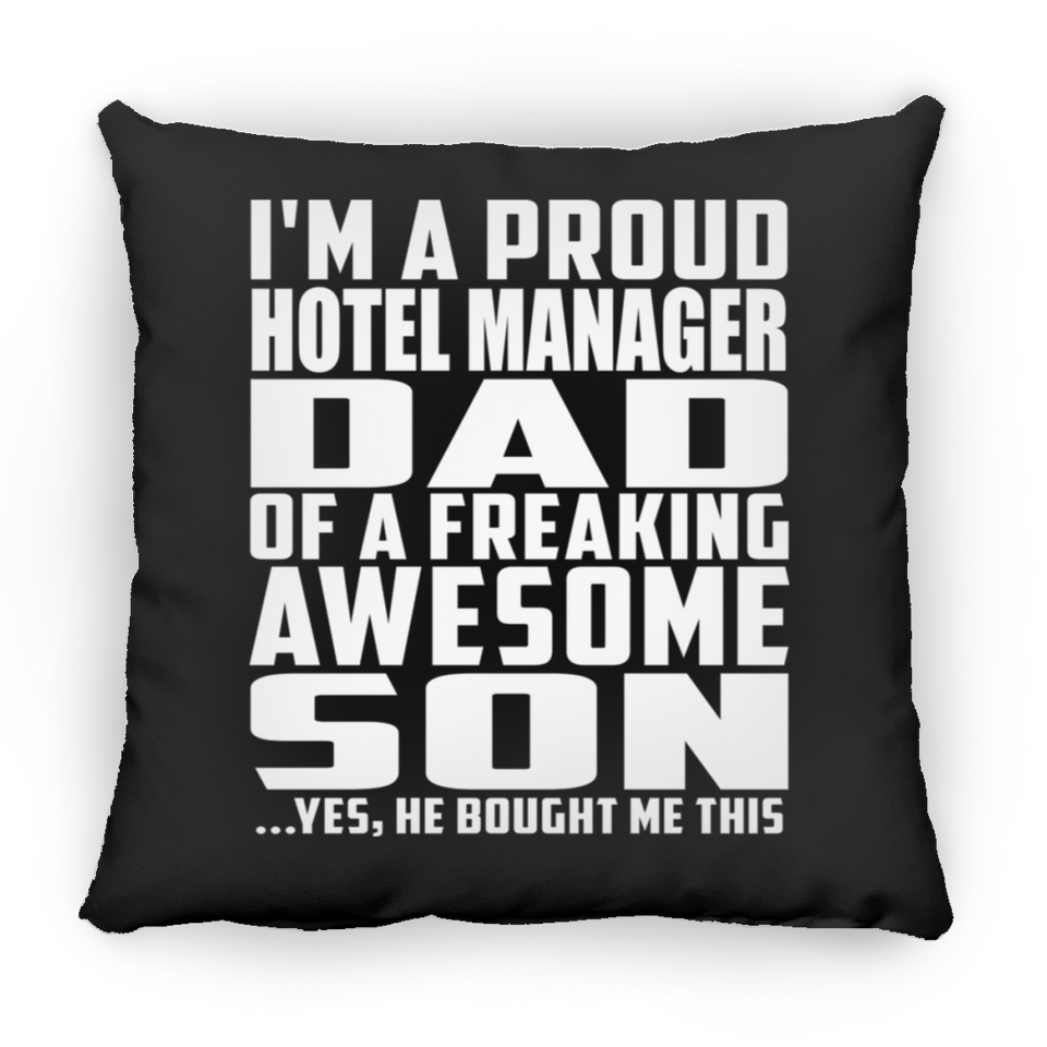 Proud Hotel Manager Dad Of Awesome Son - Throw Pillow Black