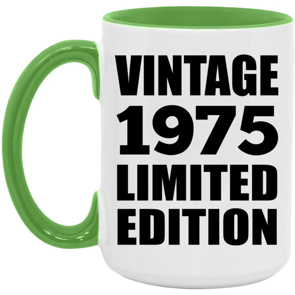 49th Birthday Vintage 1975 Limited Edition - 15oz Accent Mug Green