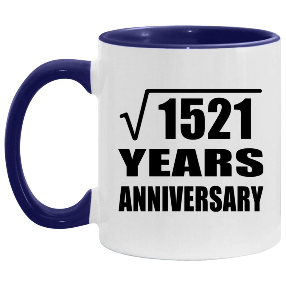 39th Anniversary Square Root of 1521 Years Anniversary - 11oz Accent Mug Purple