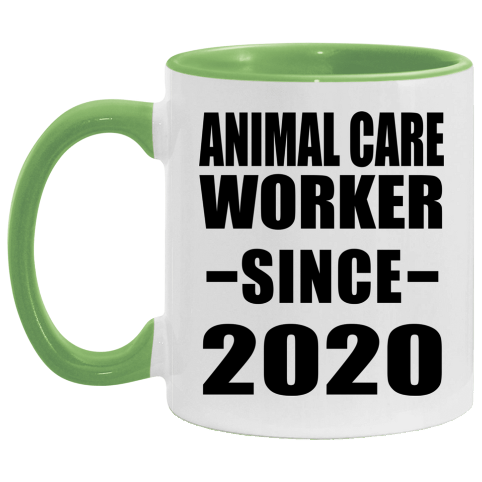 Animal Care Worker Since 2020 - 11oz Accent Mug Green