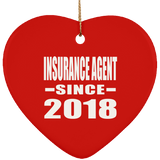 Insurance Agent Since 2018 - Heart Ornament