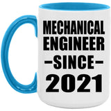Mechanical Engineer Since 2021 - 15oz Accent Mug Blue