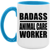 Badass Animal Care Worker - 15oz Accent Mug Blue