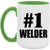 Number One #1 Welder - 15oz Accent Mug Green