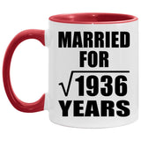 44th Anniversary Married For Square Root of 1936 Years - 11oz Accent Mug Red