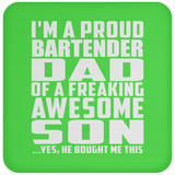 Proud Bartender Dad Of Awesome Son - Drink Coaster