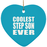 Coolest Step Son Ever - Heart Ornament