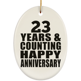 Happy 23rd Anniversary 23 Years & Counting - Oval Ornament