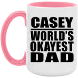 Casey World's Okayest Dad - 15oz Accent Mug Pink