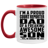 Proud Court Reporter Dad Of Awesome Son - 11oz Accent Mug Red