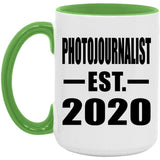 Photojournalist Established EST. 2020 - 15oz Accent Mug Green