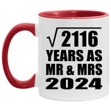46th Anniversary Square Root of 2116 Years As Mr & Mrs 2024 - 11oz Accent Mug Red