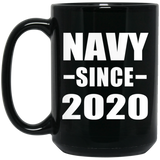 Navy Since 2020 - 15oz Coffee Mug Black