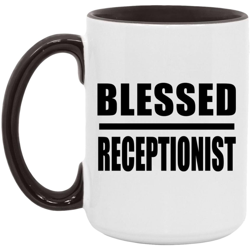 Blessed Receptionist - 15oz Accent Mug Black
