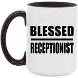 Blessed Receptionist - 15oz Accent Mug Black