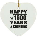 Happy 40th Anniversary Square Root of 1600 Years & Counting - Heart Ornament