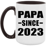 Papa Since 2023 - 15oz Accent Mug Black