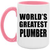 World's Greatest Plumber - 15oz Accent Mug Pink