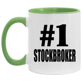 Number One #1 Stockbroker - 11oz Accent Mug Green
