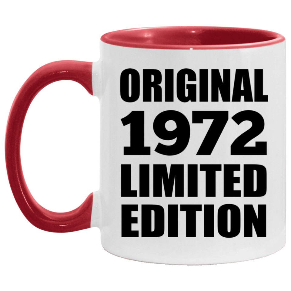 52nd Birthday Original 1972 Limited Edition - 11oz Accent Mug Red