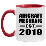 Aircraft Mechanic Established EST. 2019 - 11oz Accent Mug Red
