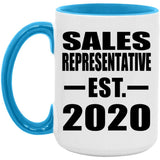 Sales Representative Established EST. 2020 - 15oz Accent Mug Blue