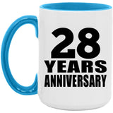 28th Anniversary 28 Years - 15oz Accent Mug Blue