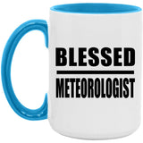 Blessed Meteorologist - 15oz Accent Mug Blue