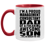 Proud Management Consultant Dad Of Awesome Son - 11oz Accent Mug Red