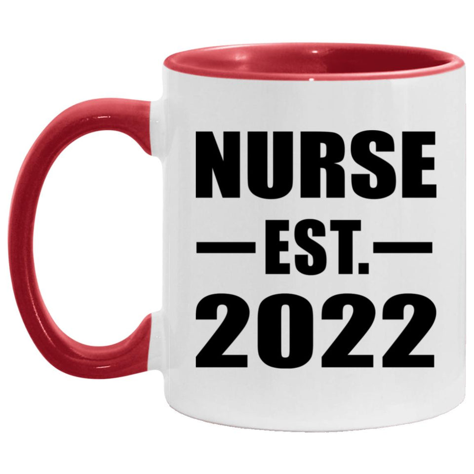 Nurse Established EST. 2022 - 11oz Accent Mug Red